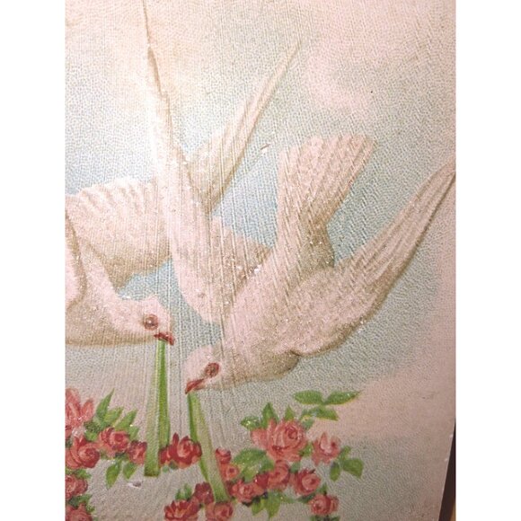 Vintage Valentine Card With Doves & Rose Wreath Design - Picture 5 of 10
